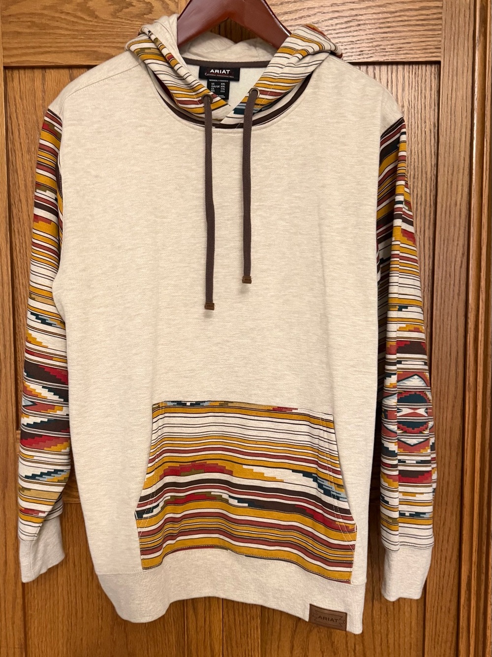Ariat Cream Hoodie with Southwestern Multicolor Stripes
